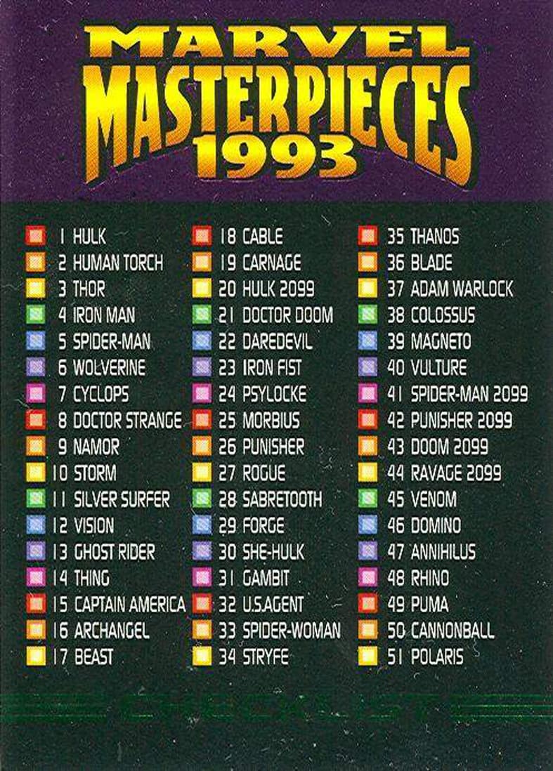 Capa do álbum Marvel Masterpieces 1993
