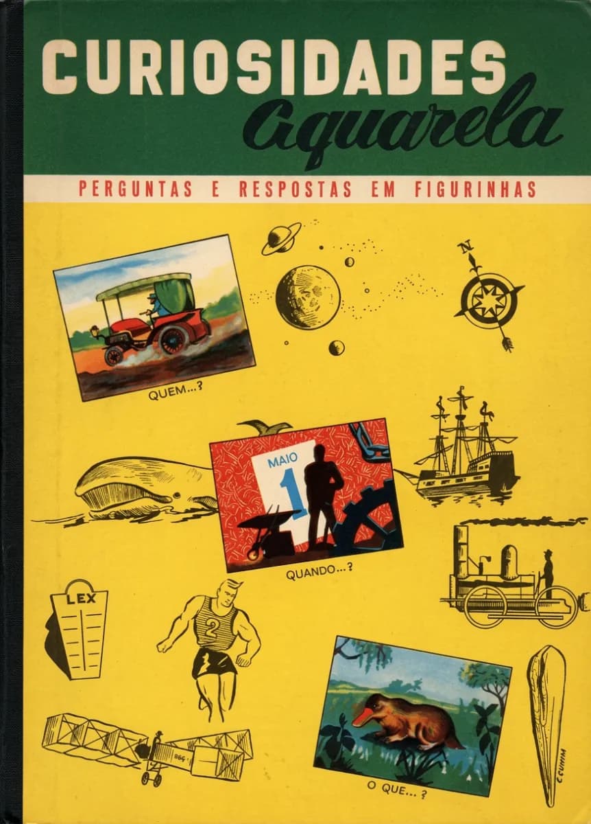 Cover of the Curiosidades Aquarela - Perguntas e Respostas em figurinhas album