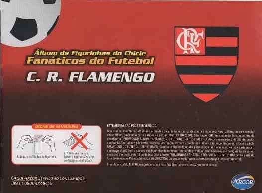 Capa do álbum Chicle de Bola Arcor Fanáticos do Futebol - C.R Flamengo