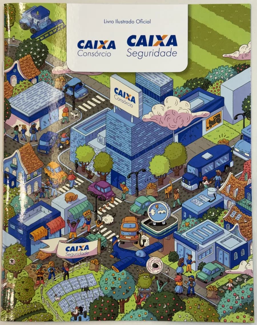 Capa do álbum Livro Ilustrado Oficial Caixa Consórcio Caixa Seguridade